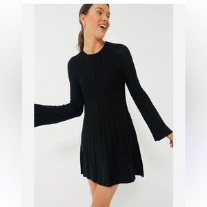Tuckernuck Pomander Place Adi knit dress black wedding guest ribbed mini S NWT